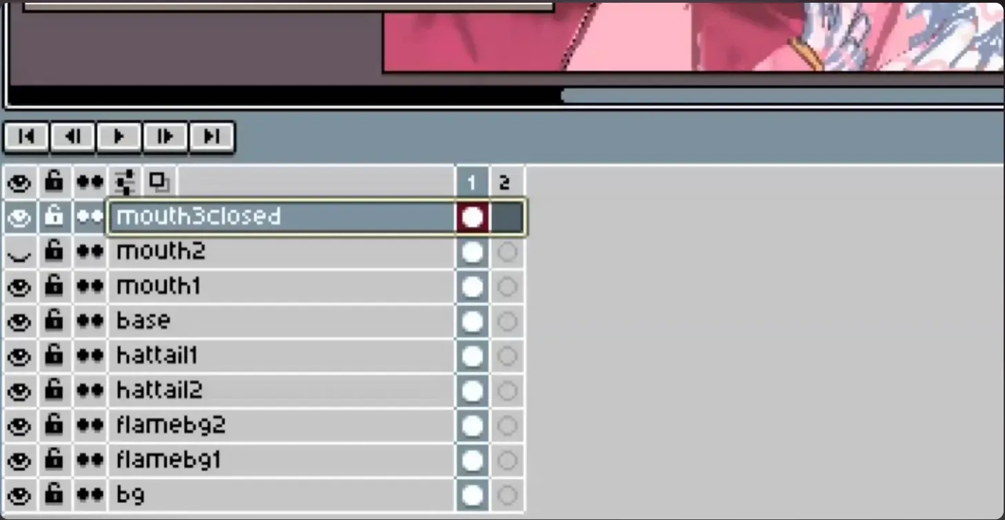 Aseprite view of CSP layers